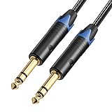 tisino 1/4 inch TRS Cable, Quarter inch 1/4 TRS to TRS Balanced Stereo Audio Cable Male to Male Pro Interconnect Cable, Nylon Braid - 3 FT