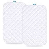 Bassinet Mattress Pad Cover Compatible with Mika Micky Bedside Sleeper, 2 Pack, Waterproof Quilted Ultra Soft Bamboo Sleep Surface, Breathable and Easy Care