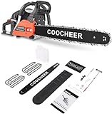COOCHEER 20 Inch Chainsaw Gas, 62CC Gas Chainsaw 2-Stroke Portable Gasoline Chainsaw with 2 Chains Tool Kit - Wood Cutting Saw for Tree Stumps and Firewood Cutting (Upgraded Version)
