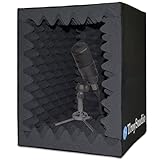 Troystudio Portable Vocal Booth, Large Foldable Microphone Isolation Shield, Music Recording Studio Sound Echo Absorbing Box, Desk & Stand Use Reflection Filter with Thickened Dense Acoustic Foam