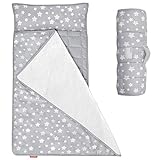 Moonsea Toddler Nap Mat Warm with Removable Pillow and Fleece Minky Blanket, Lightweight, Soft Perfect for Kids Preschool, Daycare, Travel Sleeping Bag Boys and Girls, 21' x 50' Fit Standard Cot
