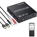 Proster 3x1 HDMI Switch with Audio Extractor, 3 Port 4K HDMI Switcher HDMI Audio Converter, with IR Remote and 3.5mm Male to 2 RCA Female Stereo Audio Cable