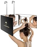 JUSRON 3 Way Mirror for Self Hair Cutting, 360 Trifold Barber Mirrors Makeup Mirror, Light Up Mirror to See Back of Head, DIY Haircut Tool