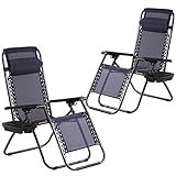 FDW Zero Gravity Chair Patio Lounge Chairs Lounge Patio Chairs 2 Pack Adjustable Reliners for Pool Yard with Cup Holder