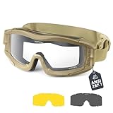 VOZAPOW Airsoft Goggles Anti Fog with ANSI Z87.1 Certified, Safety Goggles Impact Resistant, Tactical Shooting Glasses
