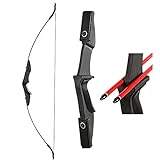 TOPARCHERY Archery 57' Takedown Youth Recurve Bow Hunting Black Long Bow for Beginner Teenagers Right Left Hand Black - Draw Weight 20lbs 30lbs (20)