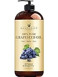 Handcraft Grapeseed Oil - 100% Pure and Natural - Premium Therapeutic Grade Carrier Oil for Aromatherapy, Massage, Moisturizing Skin and Hair - Huge 16 fl. Oz