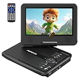 9.5' Portable DVD Player for Kids and Car with 7.5' Swivel Screen, 4-6 Hours Working Time, Car DVD Player with Dual Speakers, Remote Control, Support Sync TV, Region Free USB/SD/AV