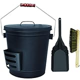 Hisencn Ash Bucket with Lid and Shovel, 5.15 Gallon Large Galvanized Metal Coal and Hot Ash Pail for Fireplace, Hearth, Charcoal Wood Fire Pits Burning Stoves Indoor and Outdoor