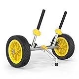 Bonnlo Kayak Cart Dolly Plug-in Kayak Wheels Width Adjustable 6.3'-18.7' Detachable Canoe Cart 1' Diameter Posts with 12' Solid Tires and Kickstand, Strap Free Kayak Trolley for Sit On Top Kayaks