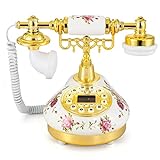 Dyna-Living Vintage Phone Retro Antique Telephone Old Fashioned Landline Telephones with Push Button LCD Display Suitable for Home Decor, Office, Star Hotel Decoration