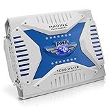 Pyle 2.1 Bluetooth Marine Amplifier Receiver - Waterproof 4 Channel Wireless Bridgeable Audio Amp for Stereo Speaker with 1000 Watt Power Dual MOSFET Supply, GAIN Level and LED Indicator -PLMRA430BT