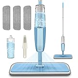 Microfiber Spray Mop for Floor Cleaning Wet Dry Mop - MEXERRIS 360 Degree Spin Microfiber Dust Mop Hardwood Floor Mop with 410ML Refillable Bottle Include 3 Microfiber Reusable Pads and 1 Scrubber