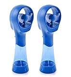 O2COOL 2 Pack Elite Battery Powered Handheld Water Misting Fans (Blue)