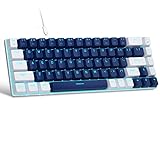 MageGee Portable 60% Mechanical Gaming Keyboard, MK-Box LED Backlit Compact 68 Keys Mini Wired Office Keyboard with Blue Switch for Windows Laptop PC Mac - Blue/White