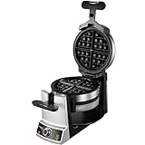 KITIDEA Belgian Waffle Maker, Non-Stick Double Flip Waffle Maker 1600W with 6 Browning Control, Cool Touch Handle & Removable Drip Tray, Easy Cleanup, 7'' Portable Waffle Irons, Stainless Steel
