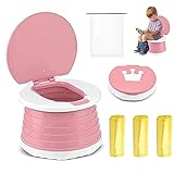 portable foldable potty seat for toddler, Training Toilet Seat Emergency Toilet for Car, Camping, Outdoor, indoor (pink)