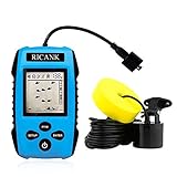 RICANK Portable Fish Finder, Handheld Fish Depth Finder Contour Readout Fishfinder Ice Kayak Shore Boat Fishing Fish Detector Device with Sonar Sensor Transducer and LCD Display Gear Fish Depth Finder