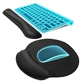 KTRIO Ergonomic Mouse Pad with Wrist Rest, Comfortable Keyboard Wrist Rest, Memory Foam Wrist Rest for Computer Keyboard, Mouse Pad Set for Easy Typing & Pain Relief for Office & Home, Black