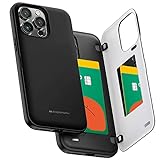 Goospery Magnetic Door Bumper Compatible with iPhone 14 Pro Max Case, Card Holder Wallet Easy Magnet Auto Closing Protective Dual Layer Sturdy Phone Back Cover - Black