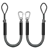 3FT Bungee Dock Line Boat Ropes for Docking Line Mooring Rope with Stainless Steel Clip Accessories for Boats 2pcs (Grey, 3Feet)