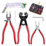 Hilitchi 5Pcs Wheeled Glass Tile Nipper Running Plier Breaking Grozer Plier Pistol Grip Glass Cutter with Bonus Hex Wrench Heavy Duty Stained Glass Tools Mosaic Tools Assortment Kit for Stained Glass