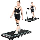 LIJIUJIA 2 in 1 Under Desk Treadmill, 2.25HP Foldable Electric Treadmill with Lubrication-Free Running Belt for Office Home, Installation-Free Walking Jogging Machine with Remote Control & LED Display