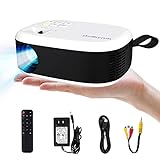 Mini Projector, Didbynm 1080P Supported 4500L Projector for Outdoor Movies Video Portable Home Theater Small Cell Phone Projector Compatible with HDMI, USB, AV, Laptop, iOS and Android(Black-White)