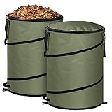 Taleasy 2 Pack Collapsible Trash Can with Lid - 33 Gallons Reusable Lawn Yard Waste Bag/Leaf Bin - Pop up Camping Trash Can - Outdoor Garden Bags Garbage Container