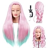 FABA Mannequin Head with Hair 26'-28' Styling Head Cosmetology Mannequin Head Head Practice Braiding Cosmetology Doll Head Hair with Free Clamp Holder