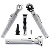 AAProTools Mini Otoscope Kit Student Home Use Led Bright Light Ent Otoscope Pocket Size Gray Plus 1 Extra Replacement Bulb Plus 10 Specula