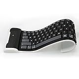 Mini Wireless Bluetooth Keyboard, Portable Waterproof Rollup Keyboard Foldable Silicone Keyboard USB Wired Standard Keyboard for PC Notebook Laptop