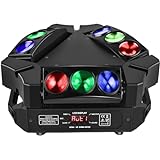 DragonX RGB Moving Head Light - 9x3W LEDs Sound & Voice Activated, 12/19 DMX Channels Ideal for Disco Parties Events and DJ Stages