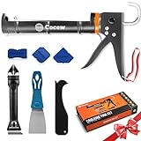 Cocew Caulk Gun Kit, Smooth Silicone Caulking Gun and Caulk Remover Tool, Sealant Finishing Tool Grout Scraper for Kitchen Bathroom Window Sink Joint, All in One with Gift Box