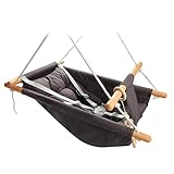 Tislly Baby Swing Outdoor and Indoor, Baby Hammock Toddler Swings, Infant Swing Outside Comfortable Wooden Midew Proof, Adjustable 5-Point Safety Belt, Great Gift for Baby Boys Girls Kids,Dark Grey