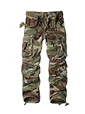 AKARMY Men's Casual Cargo Pants Military Army Camo Pants Combat Work Pants with 8 Pockets(No Belt) Battlefield Camo 34