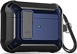 Wonjury for Airpods Pro Case Cover for Men with Lock, Military Armor Series Full-Body AirPod Pro Case with Keychain Cool Air Pod Pro Shockproof Protective Case for AirPods Pro 2019, Black/Blue