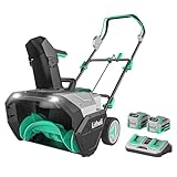 Litheli 2x20V Cordless Snow Blower, 20'' Single Stage Battery Powered Snow Blower with Brushless Motor, LED Lights, 25'' Throwing Distance, Includes 2x20V 4.0ah Batteries and Charger