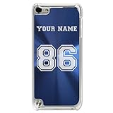 Case Compatible with iPod Touch 5th/6th/7th Generation, Sports Jersey, Personalized Engraving Included (Dark Blue)