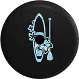 JL Tire Cover with Camera Hole Water Reflection Floral Paddle Board Universal Fit for Size JL 32 Inch Black