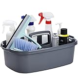 Haundry Large Cleaning Caddy with Handle, Cleaning Tool Storage Basket Organizer, Sturdy Pail Bucket Organizer, Household Bucket for Cleaning Supplies - Gray