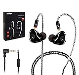 DCMEKA in Ear Monitor Headphones, HiFi Stereo IEM Earphones, Dynamic Dual Driver Wired Earbuds with Detachable Cable, Noise Canceling Headset for Singers Musicians Drummers Audiophile (Black)