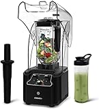CRANDDI Quiet Commercial Blender with Soundproof Shield, 2200 Watt Professional Blenders for Kitchen with 80oz Jar and Self-Cleaning, High-Speed Blenders K90 Black