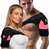 Shoulder Brace for Torn Rotator Cuff | Shoulder Pain Relief, Support and Compression | Sleeve Wrap for Shoulder Stability and Recovery | Fits Left and Right Arm, Men & Women (Pink, Small/Medium)