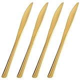 The FORKED 50 Pieces of Gold Plastic Knives - Fancy and Heavy Duty Plastic Silverware - High Durable and Disposable Plastic Knives - 6.9 Inch
