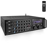 Pyle Dual Channel Bluetooth Mixing Amplifier - 2000W Rack Mount Karaoke Sound Mixer Audio Home Stereo Receiver Box System w/ RCA, USB, AUX - For Speaker, PA, Home Theater, Studio/Stage PMXAKB2000