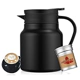 Tgvasz 34Oz Thermal Coffee Carafe, Insulated Stainless Steel Coffee Carafes for Keeping Hot Coffee & Tea Hot Beverage-10Hours, Double Walled Vacuum Coffee Carafe (Black, 1L)