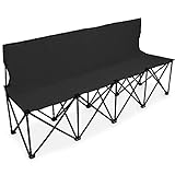 Crown Sporting Goods 6-Foot Portable Folding 4 Seat Bench with Seat Backs & Carry Bag – Great Team Bench for Soccer & Football Sidelines, Tailgating, Camping & Events, Black