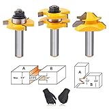 AxPower Tongue and Groove Router Bit Tool Set 1/2 Inch Shank with 45°Lock Miter Bit 1/2 Inch Shank T Shape Milling Cutter for Doors Tables Shelves DIY Woodworking and More