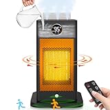 Space Heater with Humidifier, 3-in-1 Space Heaters for Indoor Use with Motion Sensor/3D Flame Effect,1500W Portable Heater for Office/Bedroom/Home/Room/Garage/Electric Heater with Thermostat/Oscillat